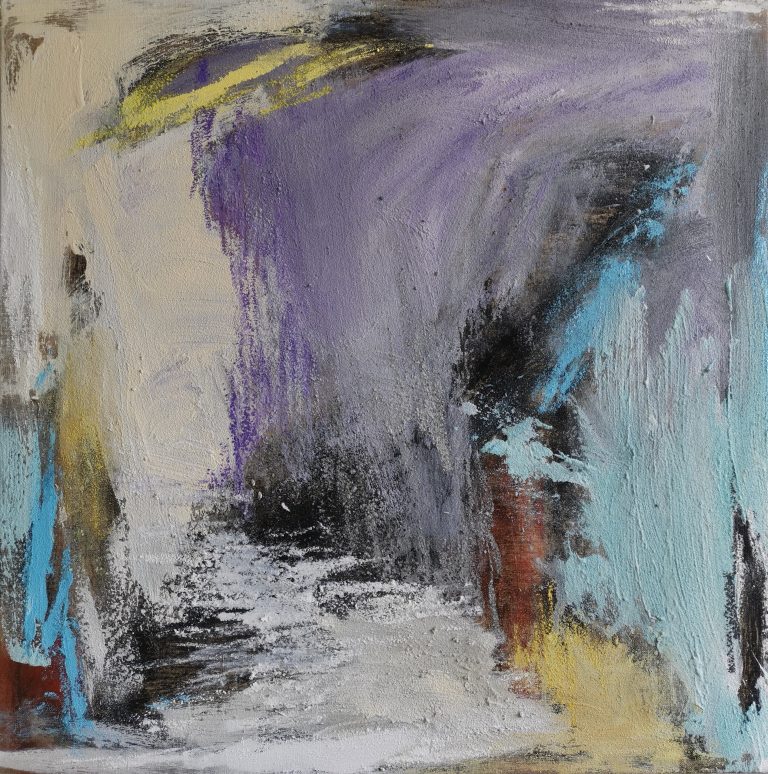 Abstrakti värikäs teos.