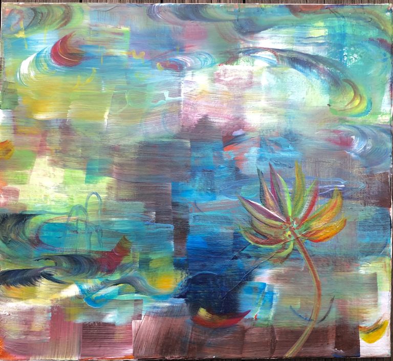 Sirkku_Ala-Harja_Waterfall with a pink lily.