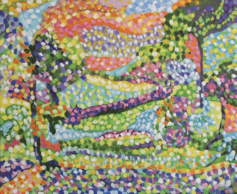 Teos kuvaa välkehtiviä hiukkasia.