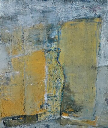 Pinnan alla teos on sukellus vihreään maailmaan. Maalauspinnassa on vahvoja akryylivärin vihreitä sävyjä. Pintarakenteena pellavakuitua ja silkkiä.