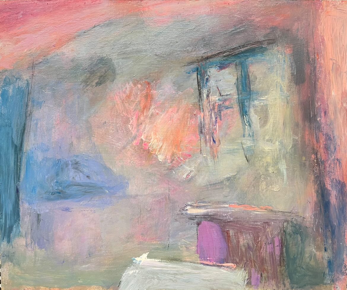 Seija Rissasen öljyvärimaalaus, joka kuvastaa huoneen muotoja