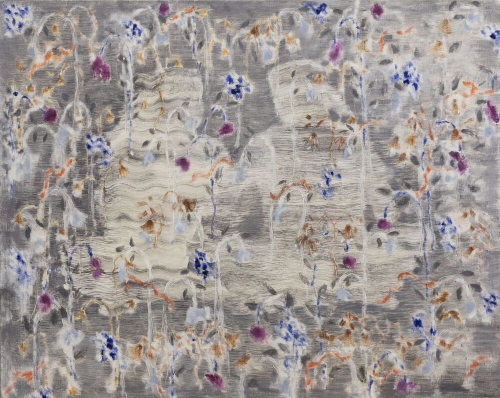 Eveliina Hämäläisen absrakti harmaasävyinen öljyvärimaalaus