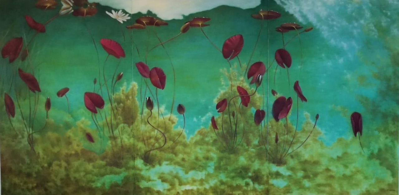 Ligita Purinan teoksia nähtävillä Comfort Hotel Sellon aulassa maaliskuun ajan