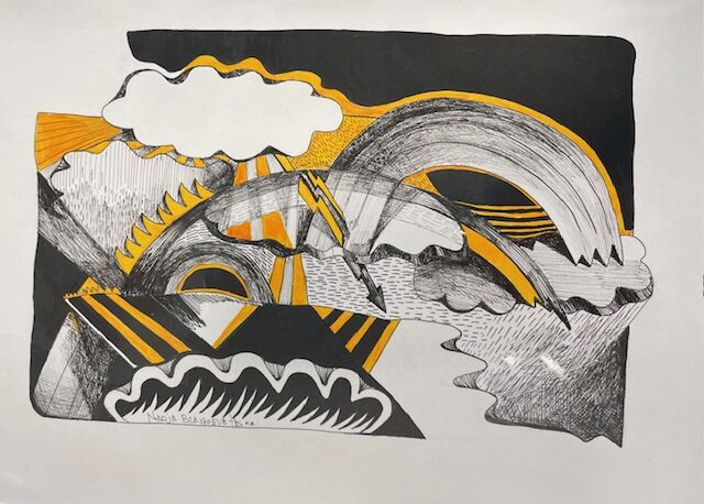 Nadezda Blagoeva-Ryynäsen absrakti piirros, jossa sateenkaaria