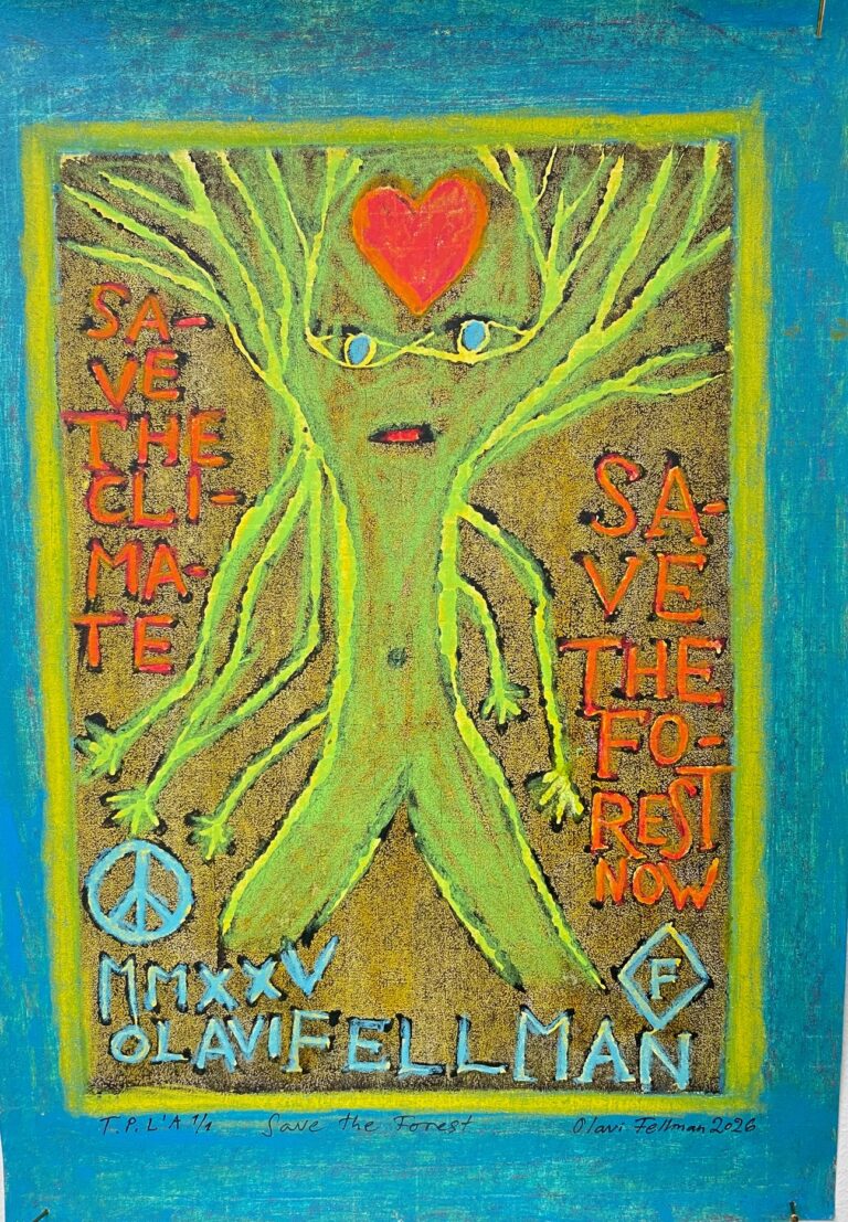 Olavi Fellmanin kantaaottava värikäs grafiikka ilmastonmuutosta vastaan