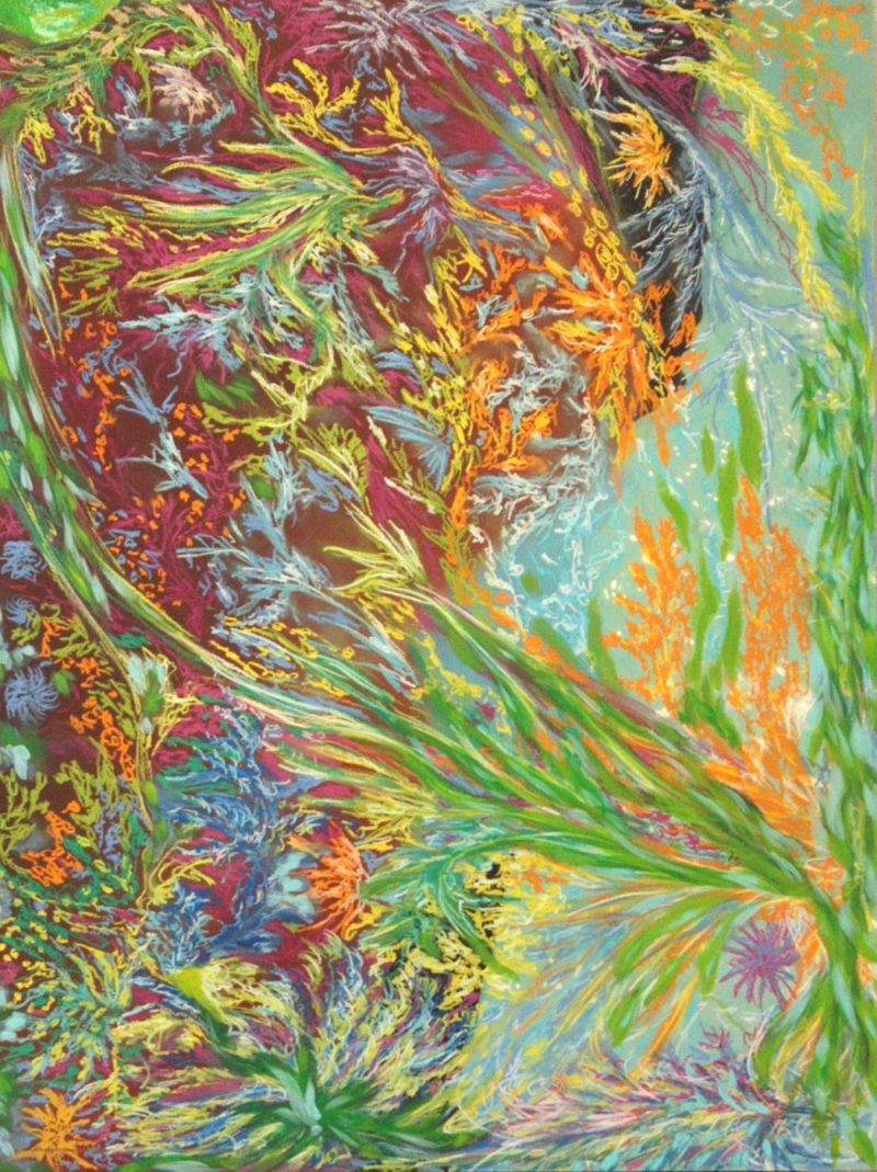 Anastasia Lobkovskin värikäs öljyvärimaalaus meren alaisesta maailmasta