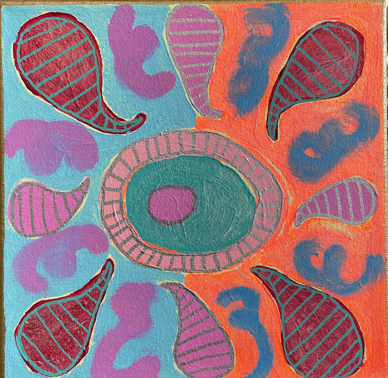 Noora Ylipiedin absrakti värikäs öljyvärimaalaus