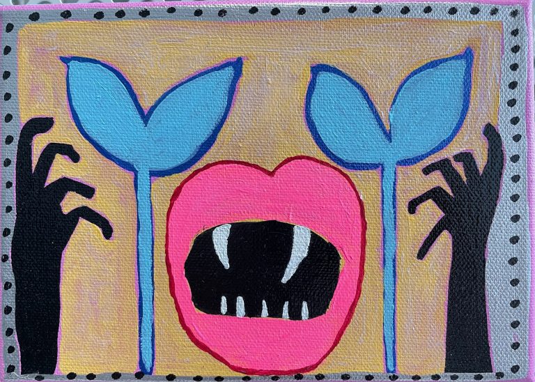 Noora Ylipiedin absrakti värikäs öljyvärimaalaus