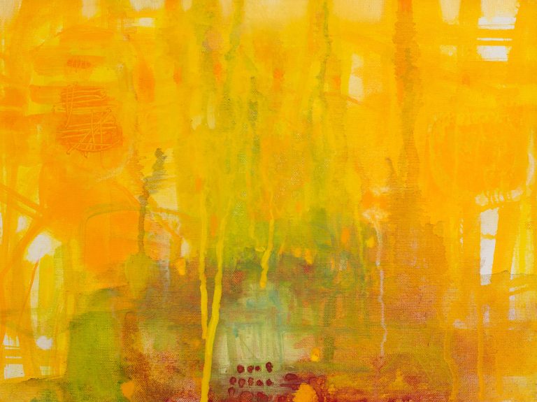 Anneli Hillin maalaus Kevättä, abstraksti öljyvärityö, 30x40cm