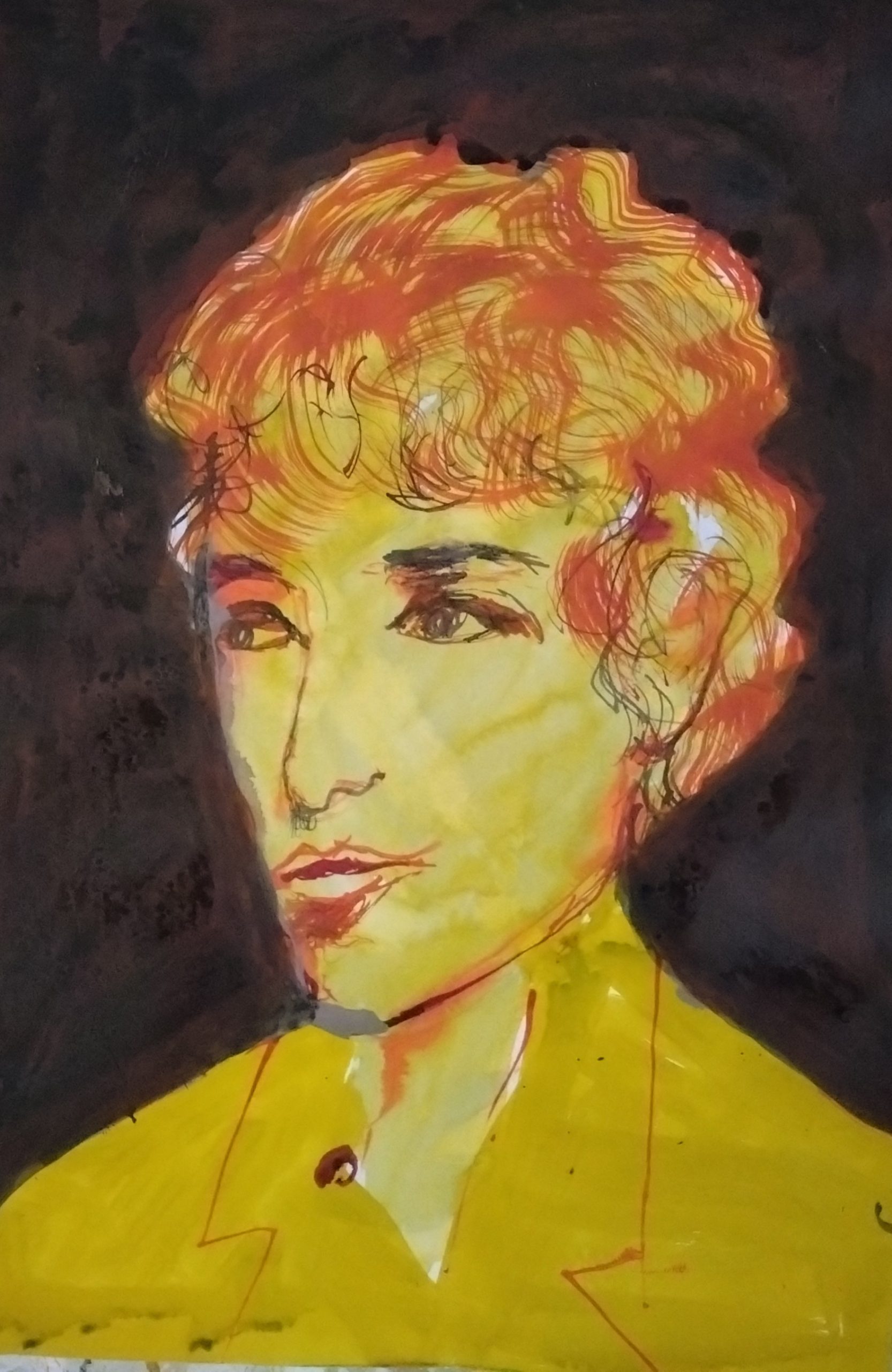 Nuori Bob Dilan, Iiris Ruuth, 2026, muste paperille, 60 cm x 42 cm