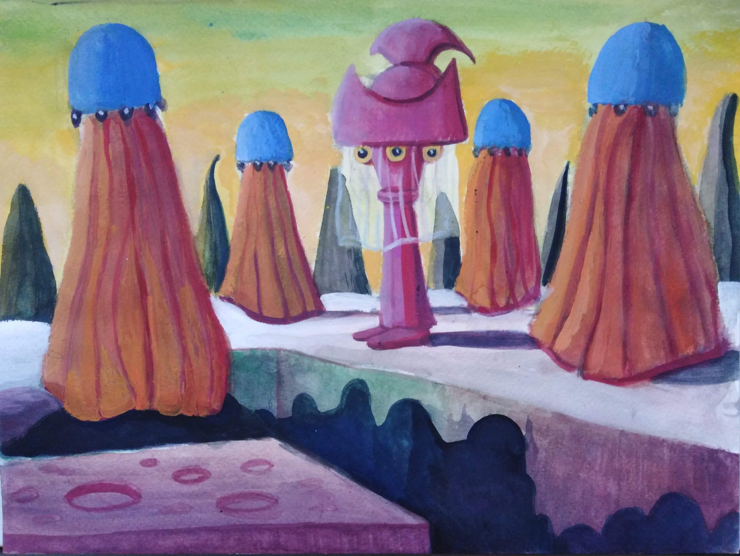 Tammikuun ilta, Tuomas Lauriala, 2021, Guassimaalaus, 24 cm x 32 cm