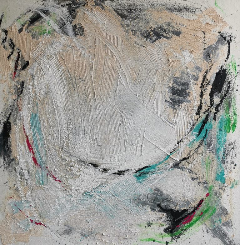 Tuulen leikkiä, Maija Helin-Åvall, 2022, sekatekniikka, 90 cm x 90 cm