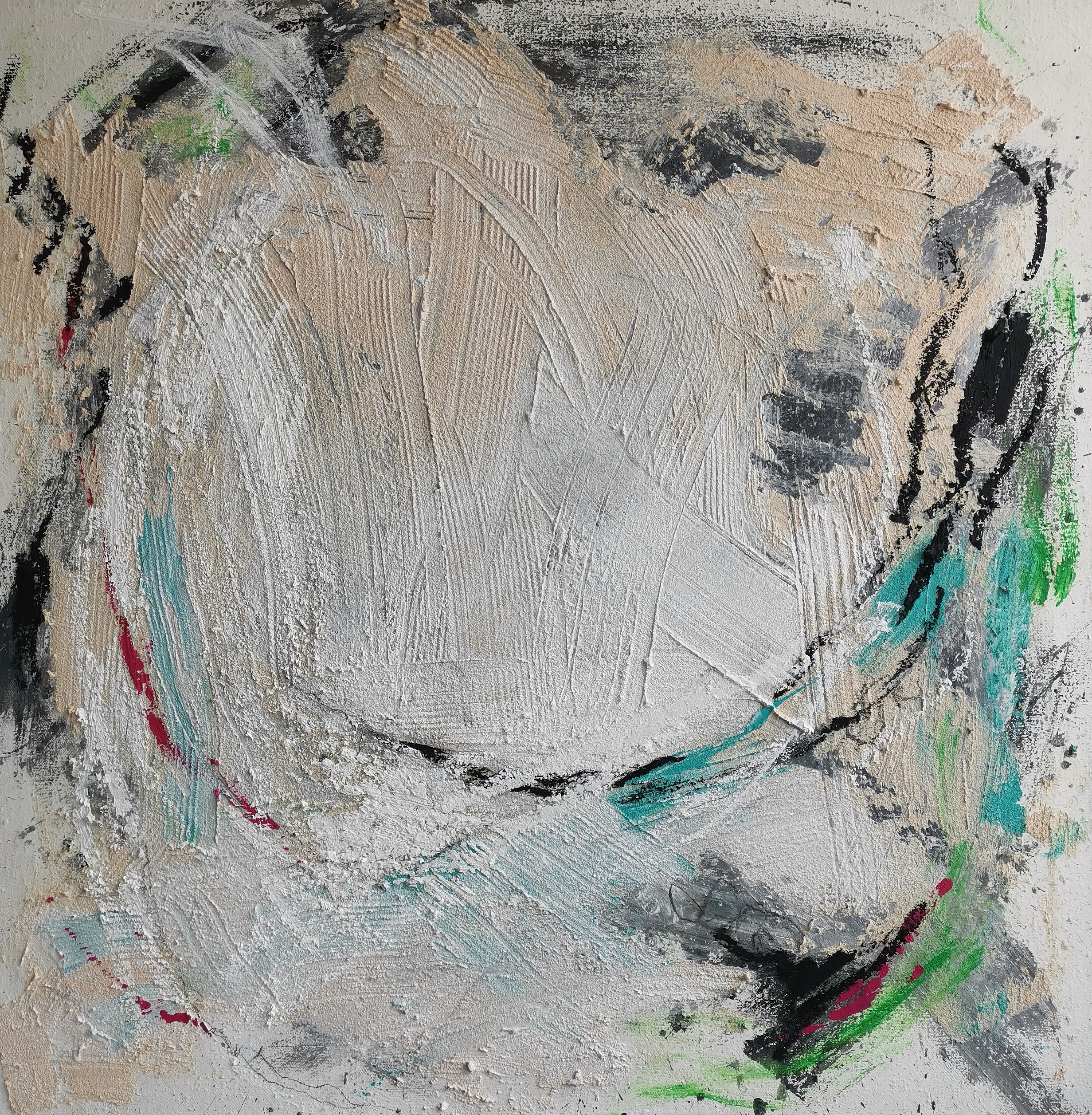 Tuulen leikkiä, Maija Helin-Åvall, 2022, sekatekniikka, 90 cm x 90 cm
