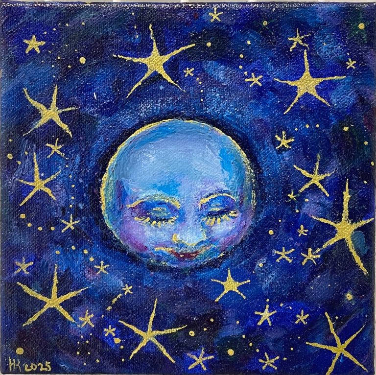 Kuutar II, Heidi Karanlahti, akryyli kankaalle, 15x15cm, 2025
