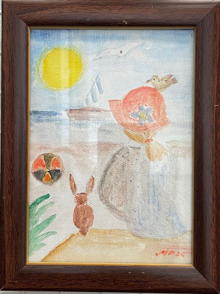 Rannalla, Merja Pöllänen, akryylimaalaus, 23x18cm, 2026.