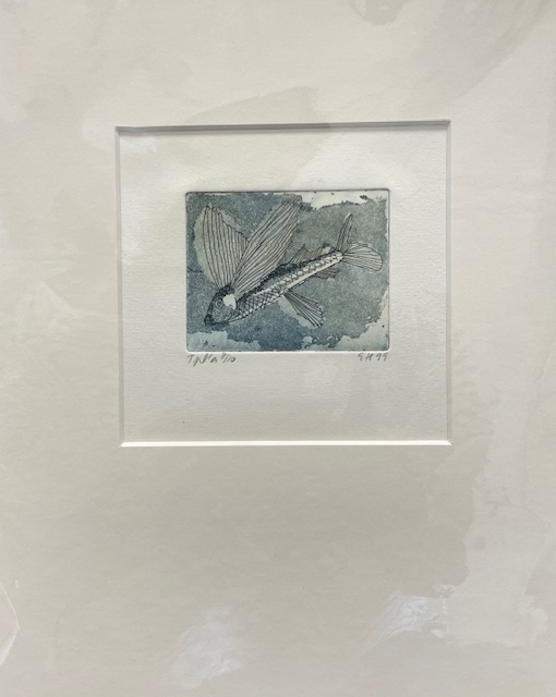 Lentokala, Elina Hartzell, metalligrafiikka, 6x8 cm, 1999