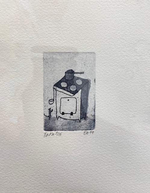 Hiiri, Elina Hartzell, metalligrafiikka, 6 x 4 cm, 1999.