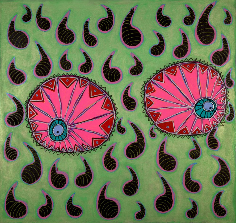 Vulnerability, Noora Ylipieti, akryyli ja maalitussi, 80x85, 2025.