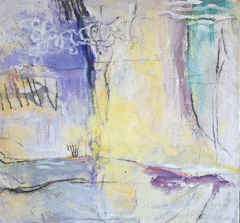 Hellä kosketus, Maija Helin-Åvall, sekatekniikka, 60x65cm, 2020.